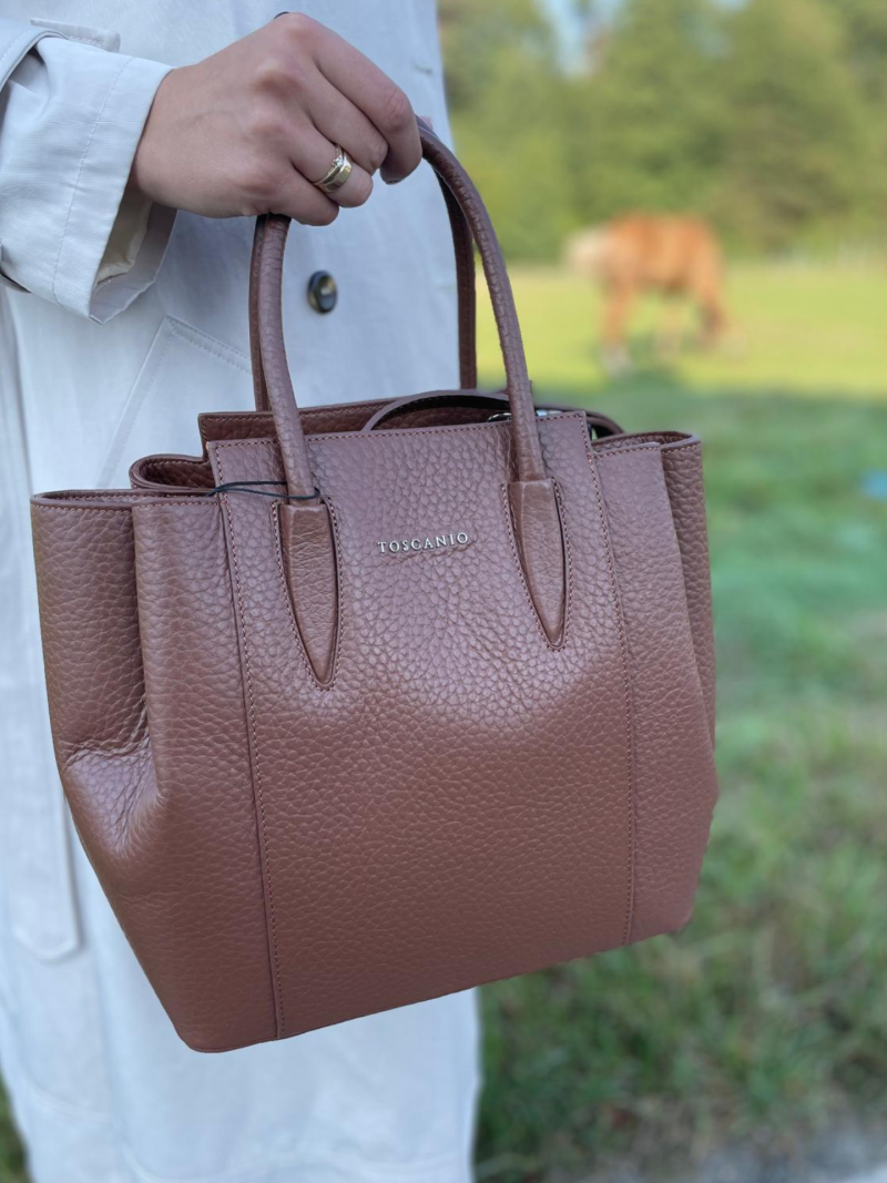 Brown women's leather handbag large elegant fashionable for work Konopka Shoes