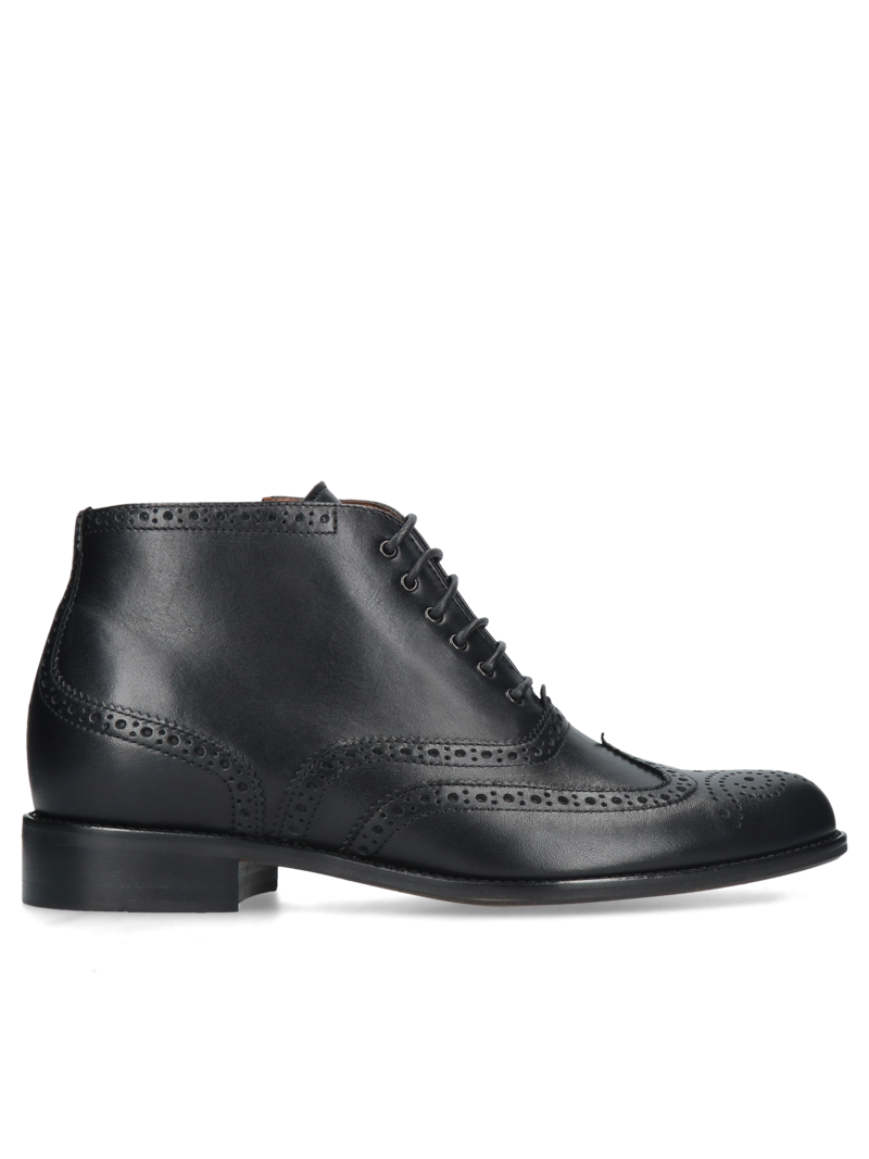 Czarne trzewiki podwyższające Bruce II +7 cm, Conhpol, Konopka Shoes