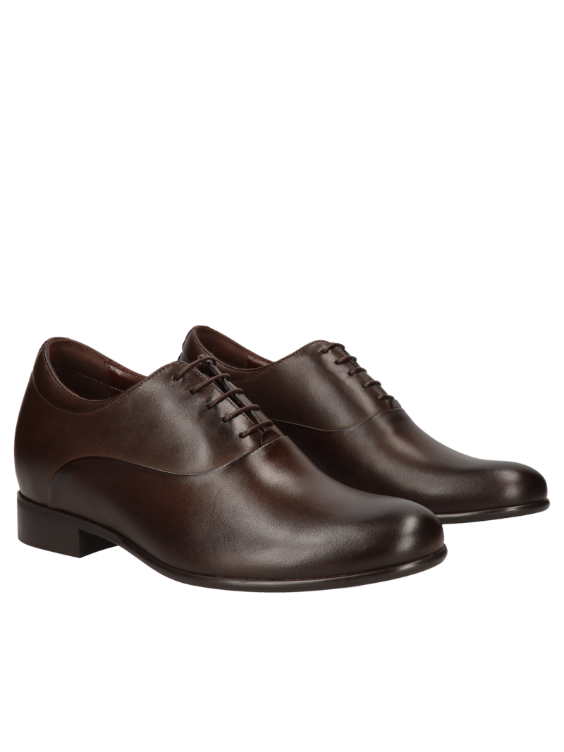 Brązowe oxfordy podwyższające Wolter +7 cm, Conhpol, Konopka Shoes