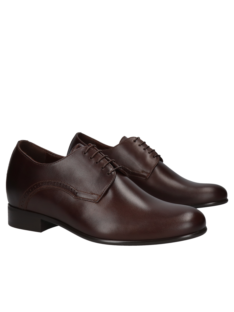 Brązowe derby podwyższające Wolter +7 cm, Conhpol, Konopka Shoes