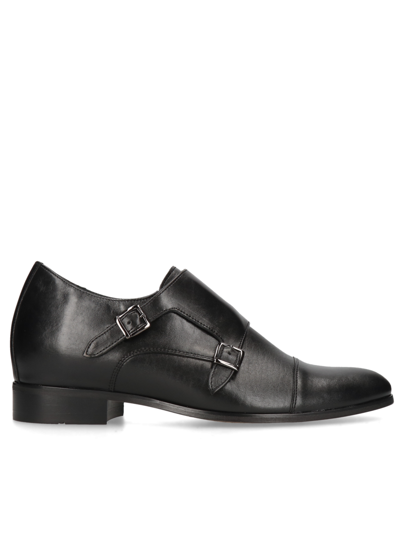 Czarne monki podwyższające Dustin +7 cm, Conhpol, Konopka Shoes