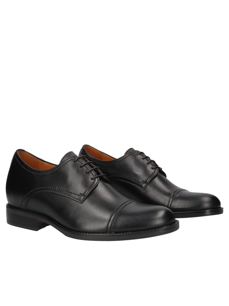 Czarne derby podwyższające Bruce +7 cm, Conhpol, Konopka Shoes