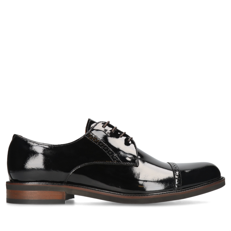 Czarne, eleganckie derby Oscar, Conhpol - polska produkcja, CE6262-01, Konopka Shoes