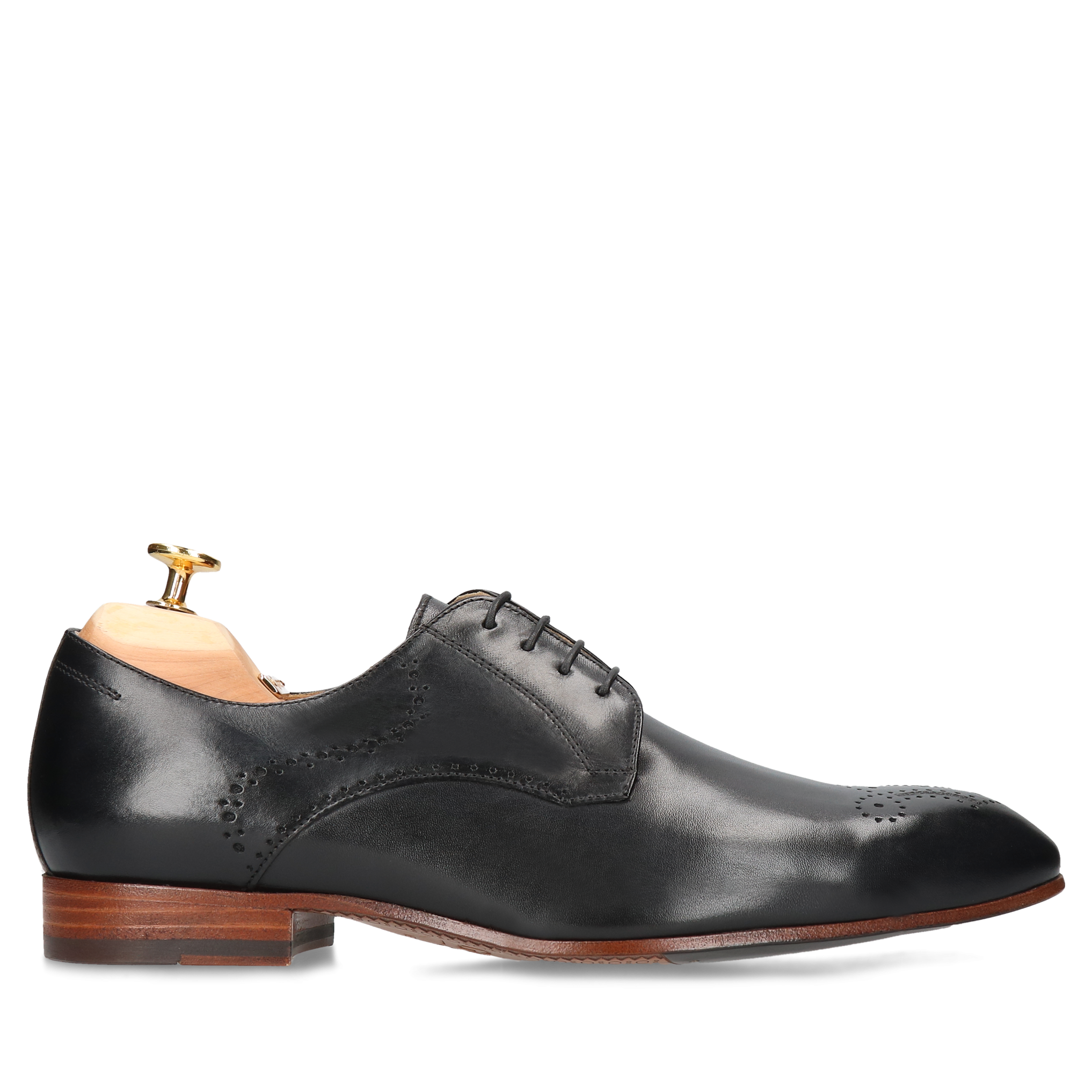 Męskie buty czarne, eleganckie derby skórzane, buty do ślubu, Conhpol, Konopka Shoes