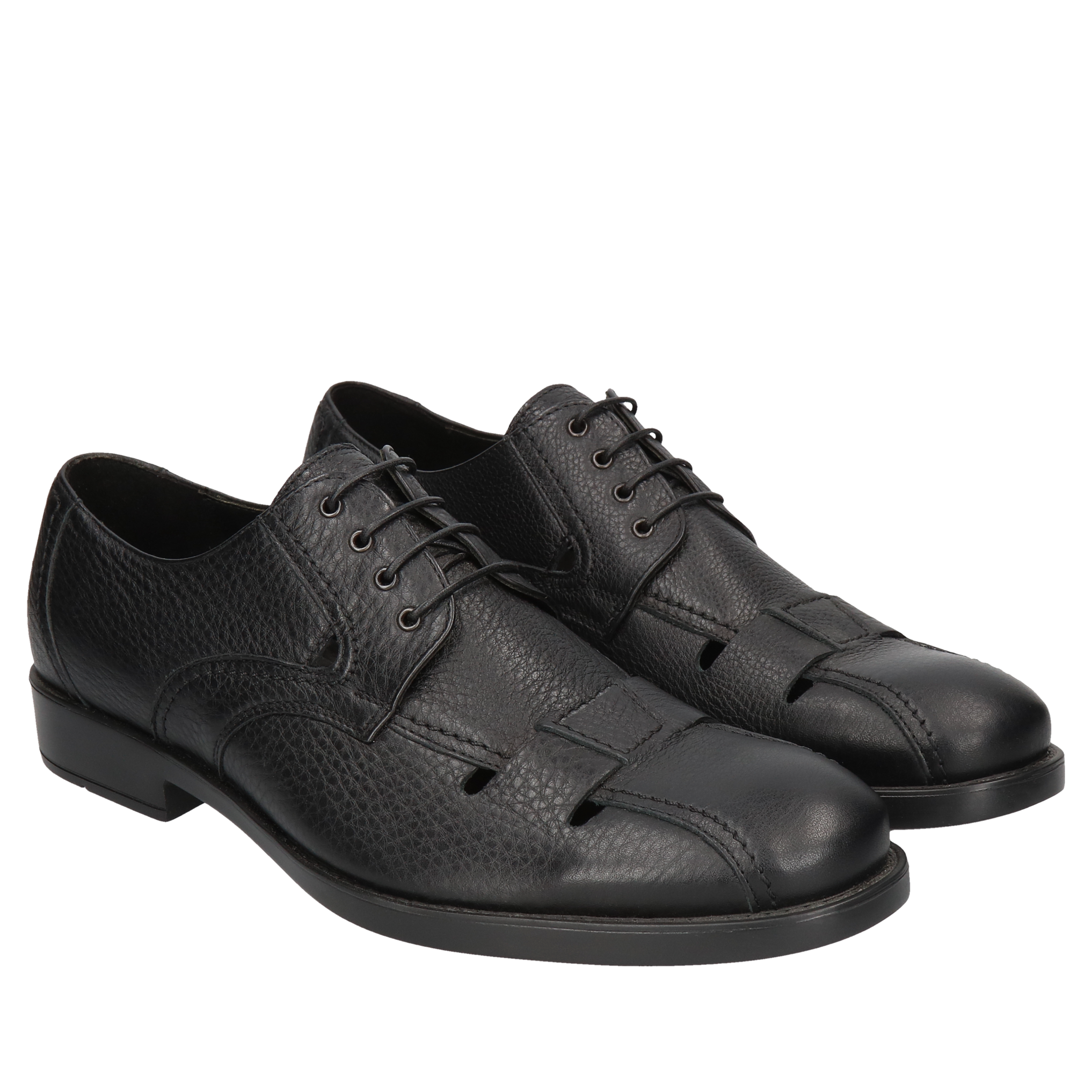 Czarne, casualowe półbuty Stave, Conhpol - polska produkcja, Derby, CE0491-02, Konopka Shoes