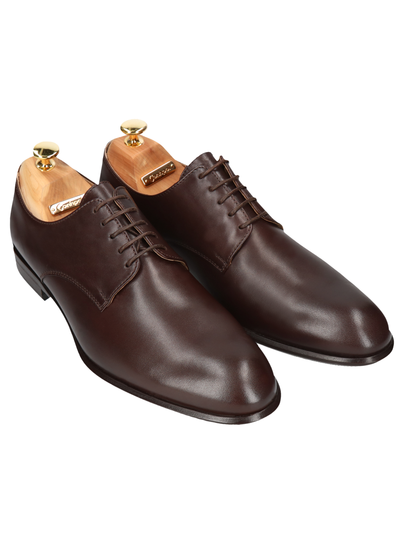 Brązowe derby William - Gold Collection, Conhpol, Konopka Shoes