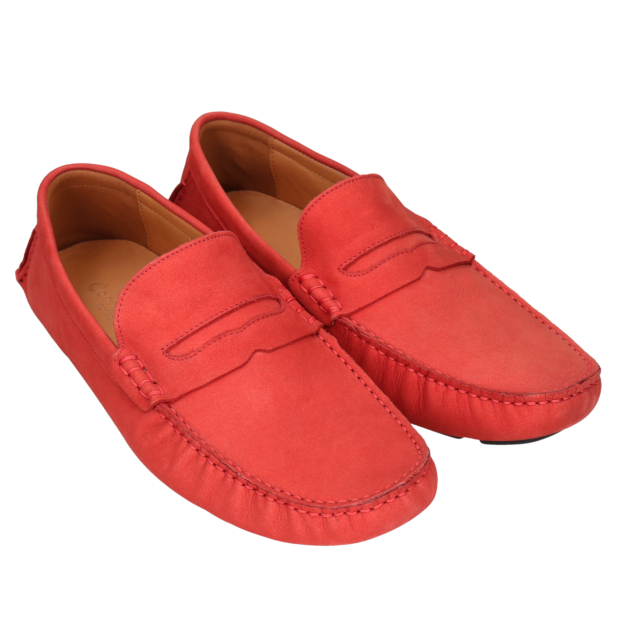 Czerwone mokasyny Alvaro, Conhpol Dynamic - polska produkcja, Loafersy i mokasyny, SD0194-08, Konopka Shoes