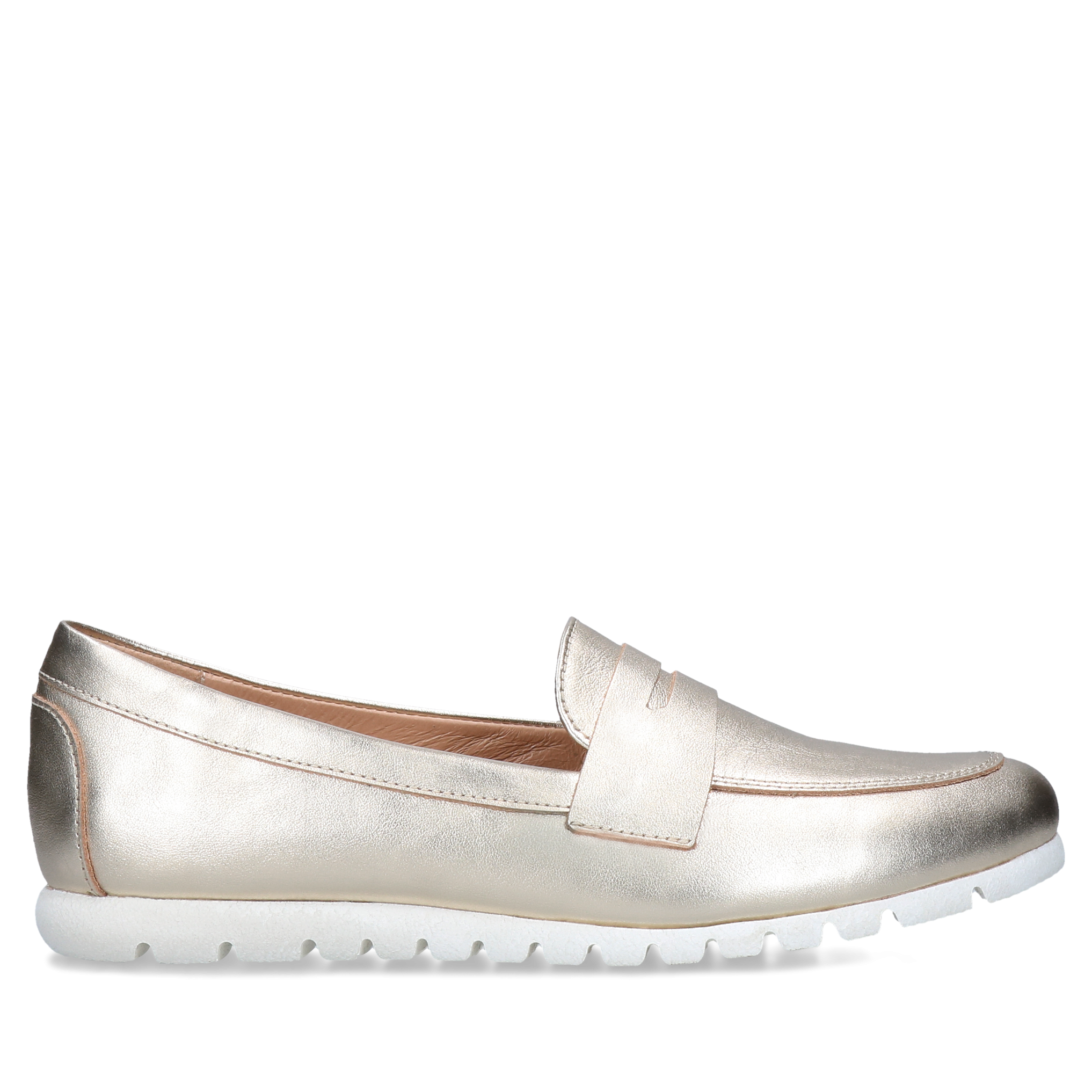 Złote loafersy Julia, Conhpol Relax - polska produkcja, Mokasyny i loafersy, RE2738-01, Konopka Shoes