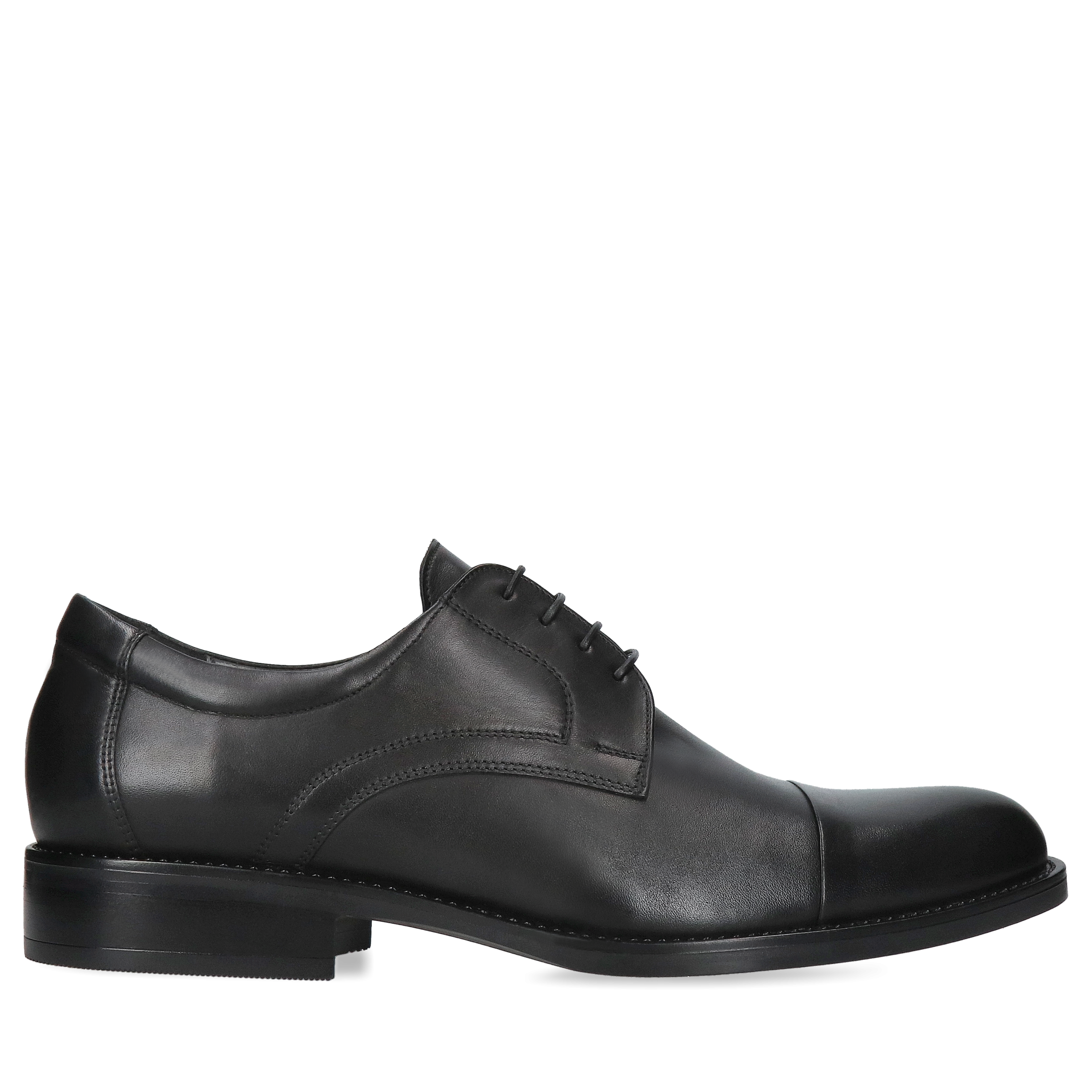 Męskie buty czarne, eleganckie derby skórzane, Conhpol, Konopka Shoes