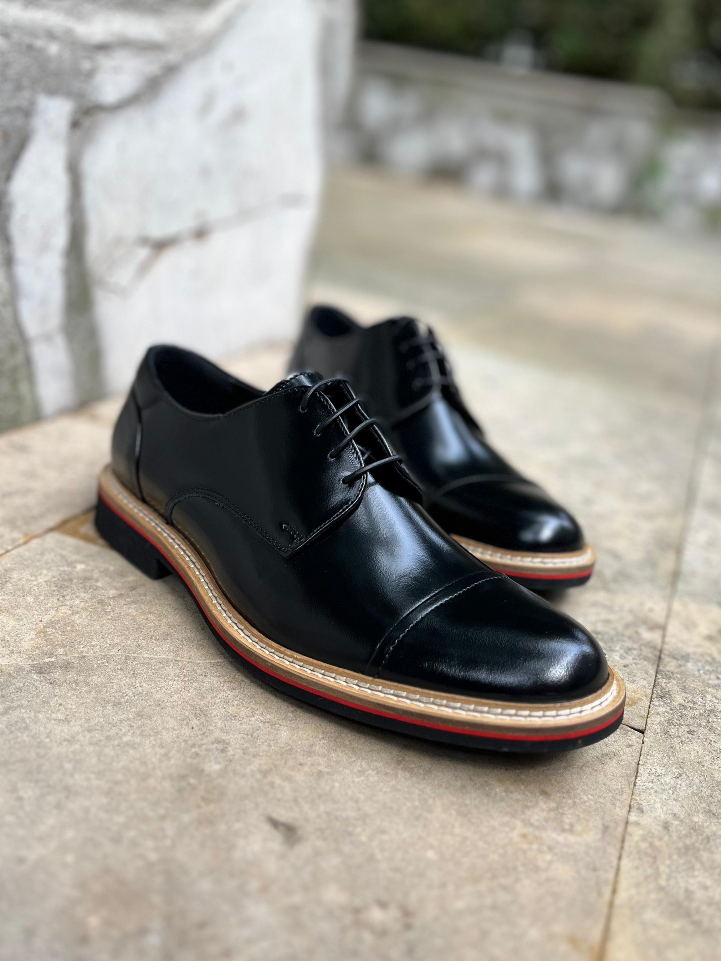 Męskie buty czarne, eleganckie derby, skóra licowa , Conhpol, Konopka Shoes