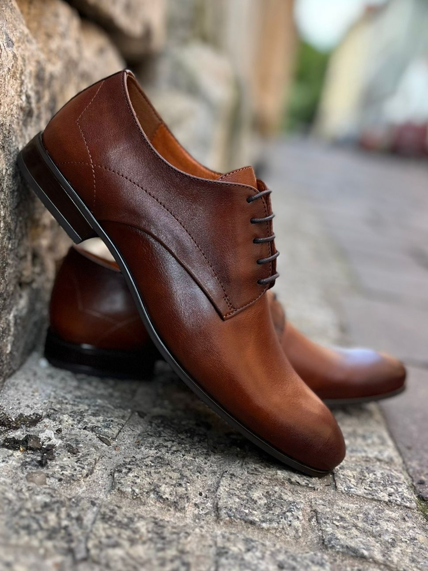 Męskie buty brązowe, eleganckie derby skórzane, buty do ślubu, Conhpol, Konopka Shoes