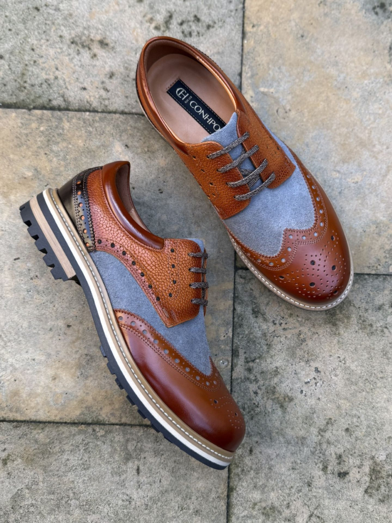 Brązowo-szare buty Olivier II (Rozmiar: 45)